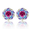 S925 Silver 6.5g 2ct Lab-Created Ruby Earrings, Multicolor Cluster, Pair