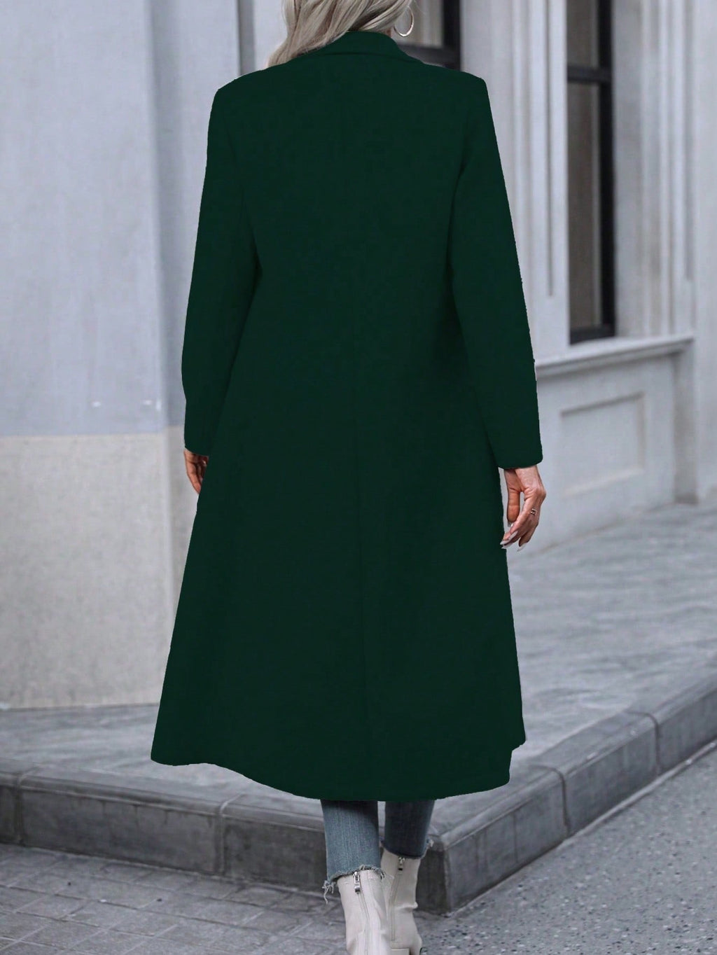 Autumn And Winter Long Coat For Women, Minimalist And Fashionable, Elegant For Commuting, Double-breasted Long-sleeve Faux Wool Long Women's Coat.