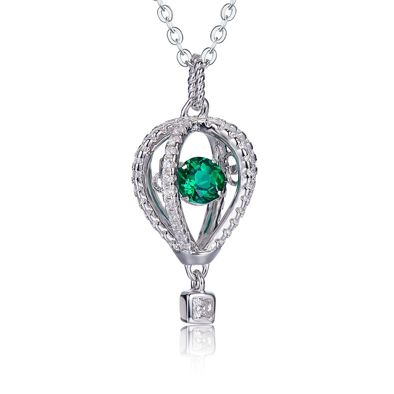 S925 Silver 2.5g 0.52ct Lab-Created Emerald Heart Necklace, 40&5cm
