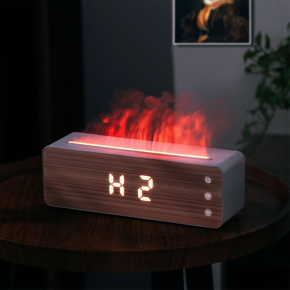 Flame Humidifier Aromatherapy Clock Display