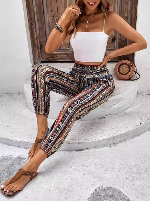 Floral Print Loose Tapered Jumpsuit with Pockets