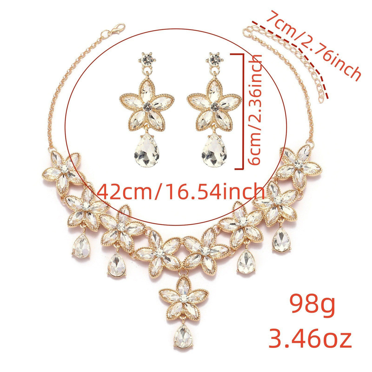 Bridal Evening Flower Statement Necklace Earrings Set Clavicle Chain Women Jewelry Set For Wedding Banquet Party Occasions