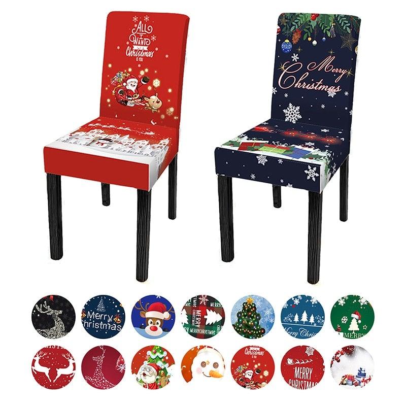 Dining Room Chair Protector Slipcovers Popular New Holiday Universal Size Christmas Printing Chair Cover Stretch Washable Detachable Seat Covers For Hotel Banquet Home Christmas Party