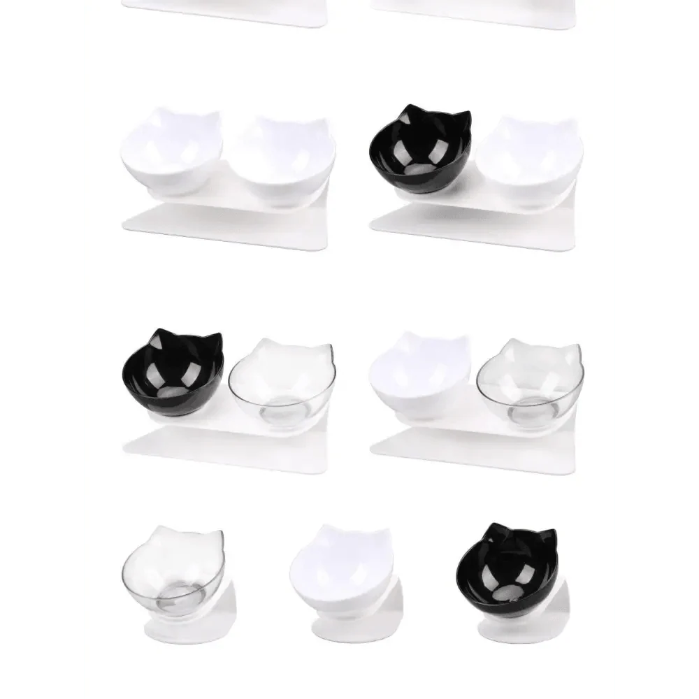 Double Transparent Non-slip Food Bowl With Protection For Cats Modern Kitten Food Bowl Pet Accessories