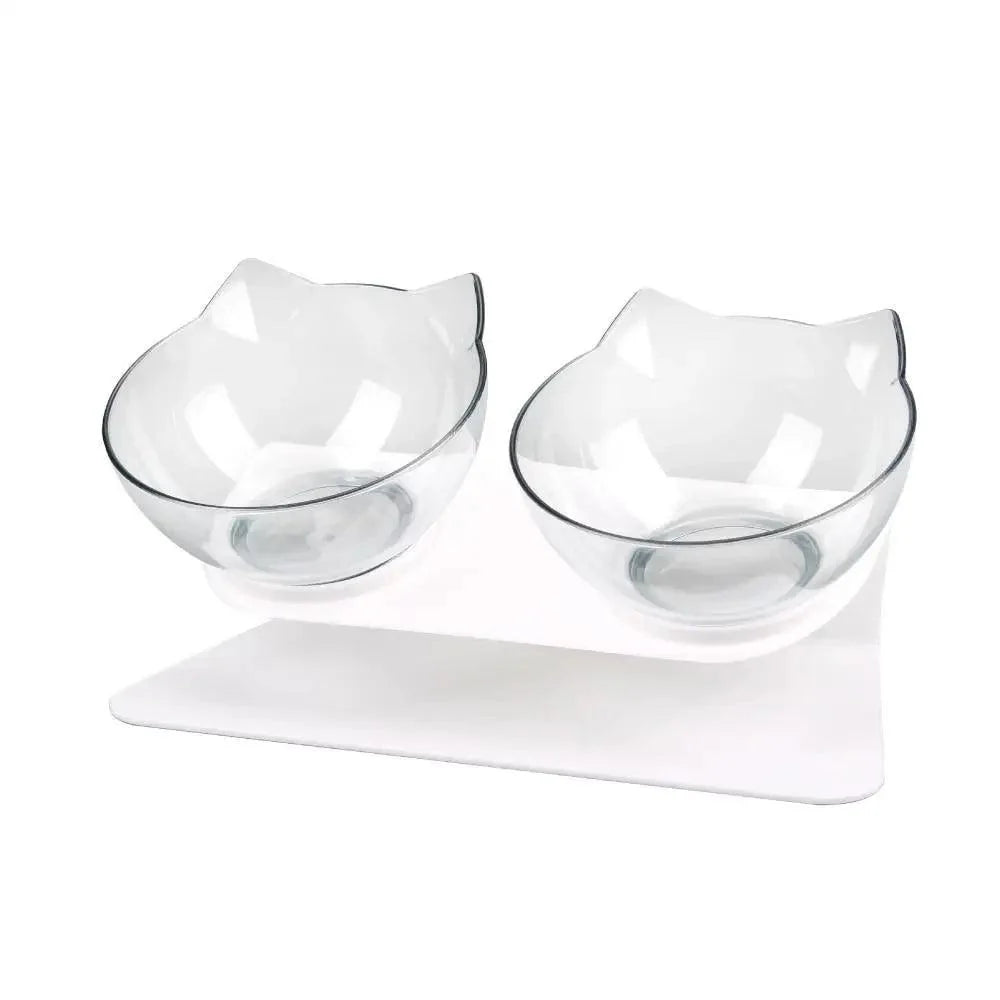 Double Transparent Non-slip Food Bowl With Protection For Cats Modern Kitten Food Bowl Pet Accessories
