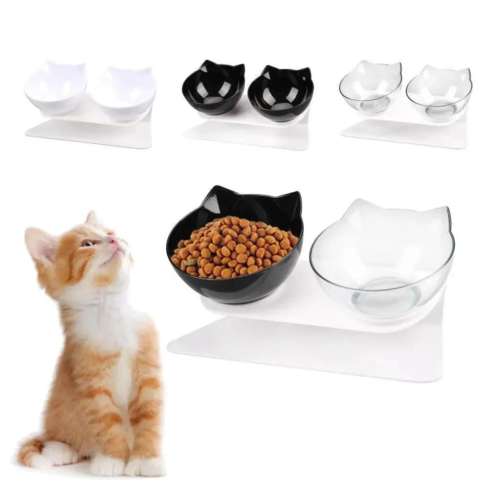 Double Transparent Non-slip Food Bowl With Protection For Cats Modern Kitten Food Bowl Pet Accessories