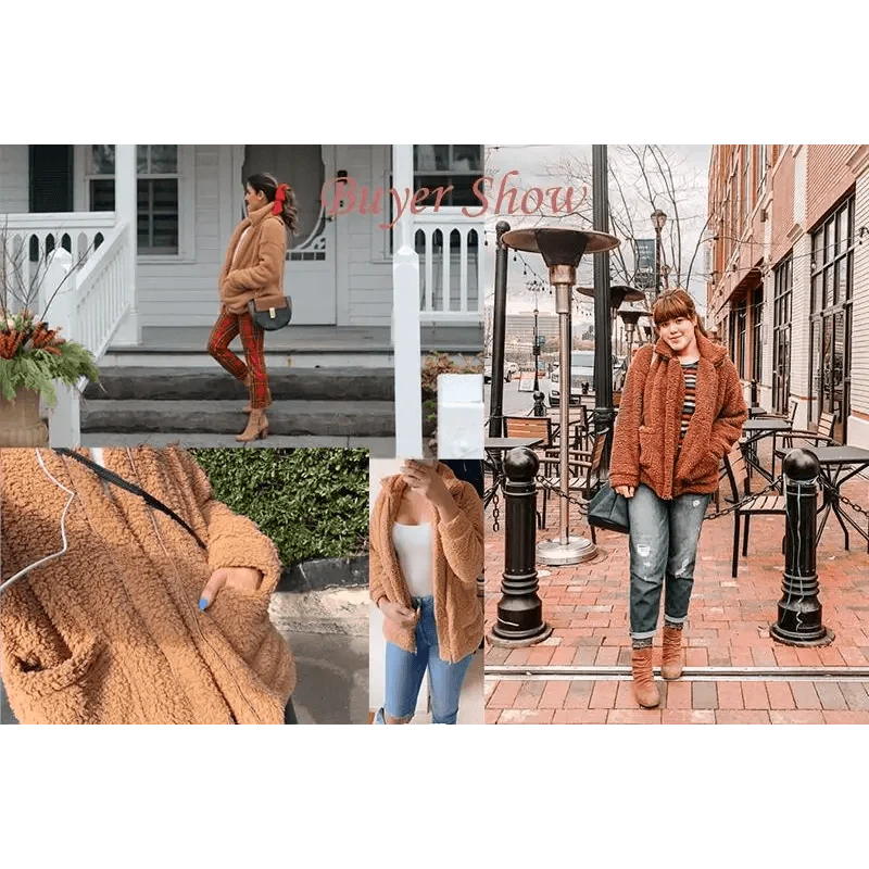 Durable Autumn Winter Faux Fur Coat For Women Casual Warm Soft Zipper Fur Jacket Plush Overcoat Pocket Plus Size Teddy Coat For Female