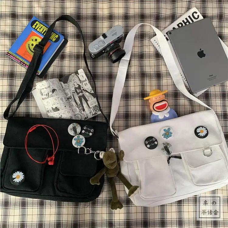 Durable Canvas Diagonal Cross Bag Youth Fashion And Casual Version Ladies Large Capacity Shoulder Bag For Women And Girls