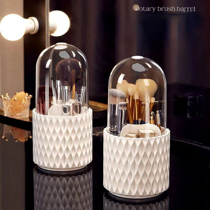 360° Rotating Makeup Brush Storage with Lid