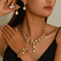 Waterdrop Alloy Statement Necklace Earrings Bracelet Set 3Pcs Bridal Wedding Banquet Women Jewelry Set For Wedding Party Evening Occasions