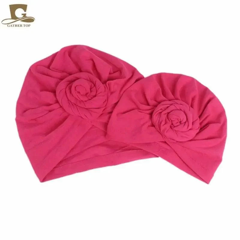 Elegance Mommy And Kids Turban Hat Cap With Big Bow Soft Cute Knot Nursery Beanie Knotted Headban