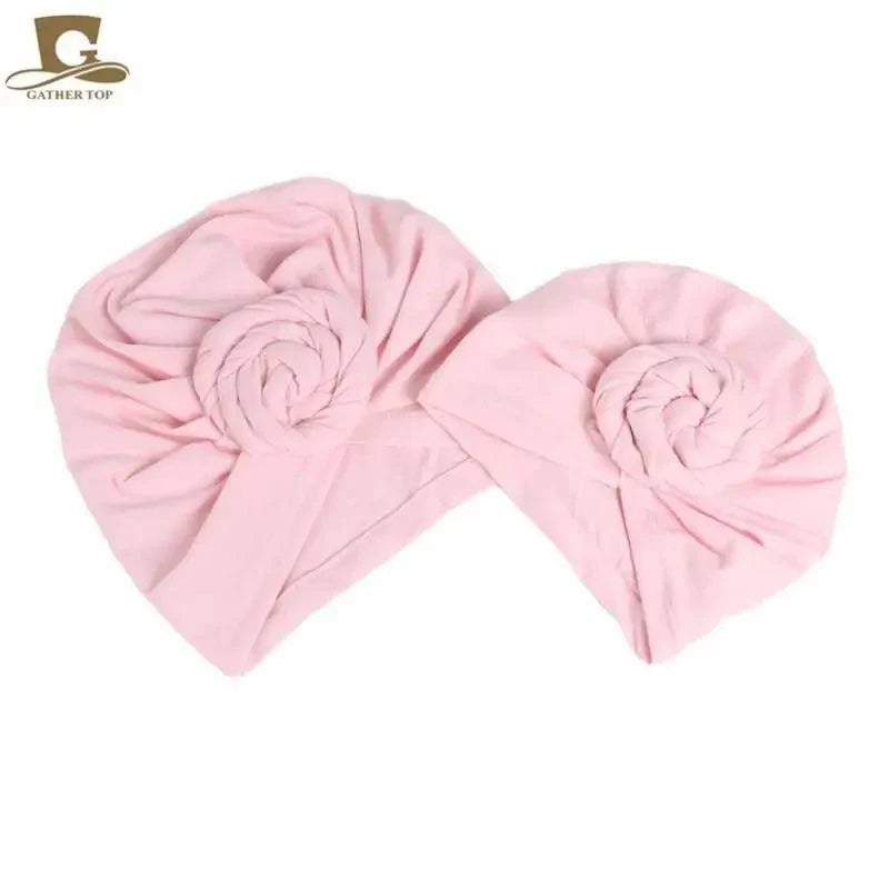 Elegance Mommy And Kids Turban Hat Cap With Big Bow Soft Cute Knot Nursery Beanie Knotted Headban