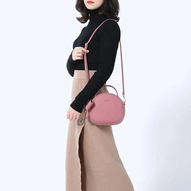 Elegant Cute Geometrical Women Handbag Soft PU Leather Women's Crossbody Messenger Bags Round Ladies Shoulder Bag