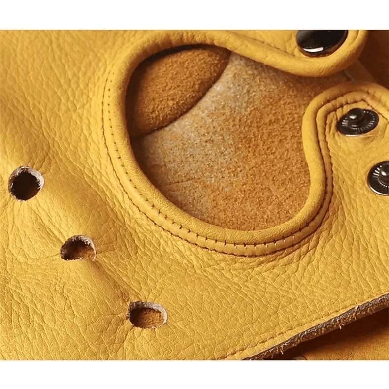 Elegant Men Leather Fingerless Gloves Yellow Cool Stylish Design Comfortable Gloves For Men