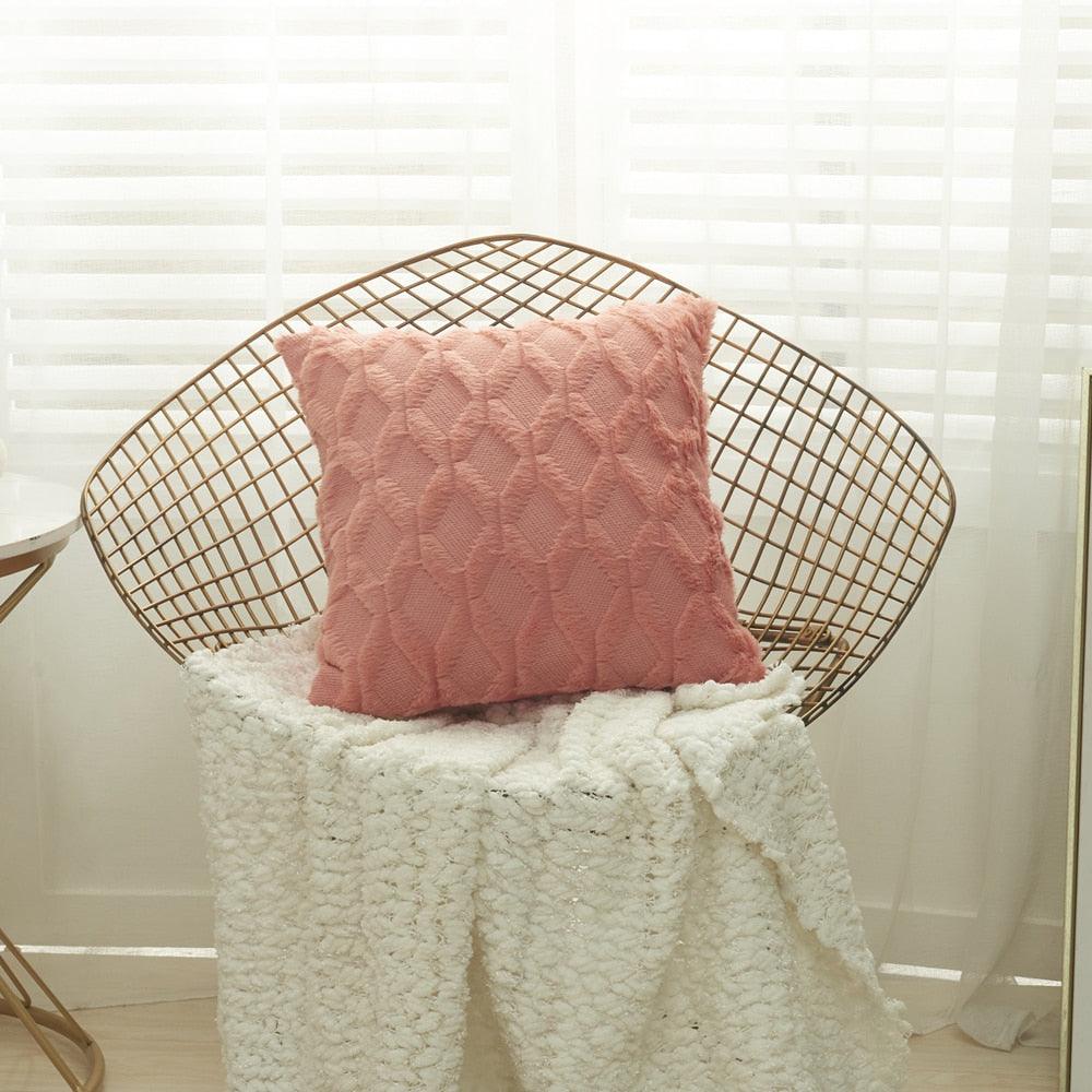Elegant Plush Pillow Cover Geometric Soft Plush Short Wool Velvet Decorative Throw Pillow Covers Luxury Style Cushion Case Pillow Decorative Throw Pillow Case Soft Cozy Bed Cushion Cover Faux Fur Home Decor