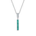 S925 Silver 3g Lab-Created Emerald Bar Necklace, 1.8mm Stones 42&3cm, D VVS1 Moissanite, GRA Certified