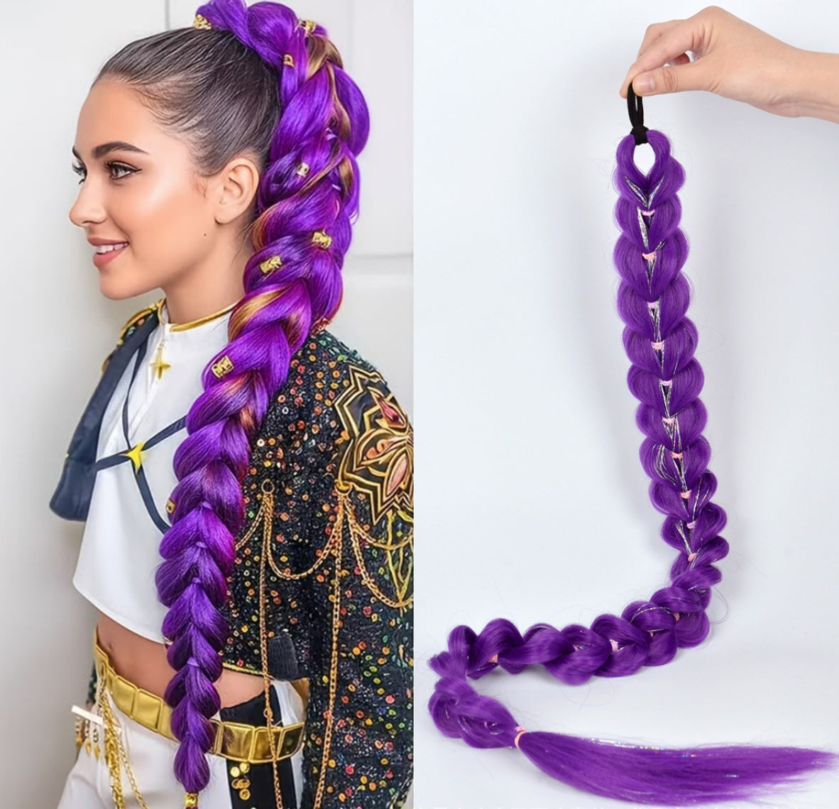 Cross-border Foreign Trade European And American Wigs, Witch Hunt Team, Rumi Ponytail, Colorful Elastic Rope Braided Ponytail Wig