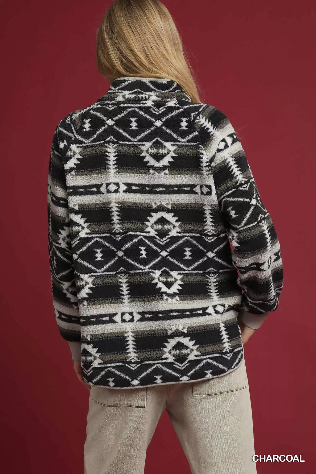 Umgee Aztec Print Sherpa Pullover