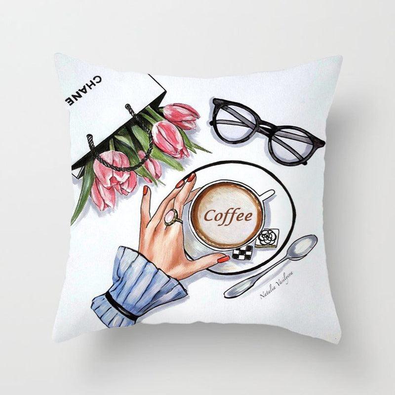 Fancy Theme Pillow Cover Hand Painted Flowers Camera Super Soft Chair Cushion Cover For Home Decoration Pink Flowers Digital Print Pillow Cover Queen Cushion Cover Book Vase Decor Throw Pillow Case Fancy Theme Decorative Accent Pillow 45X45cm