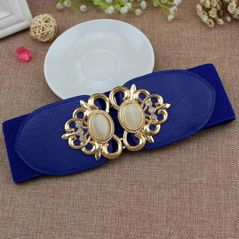 Fashion Black Elastic Waistband One-Piece Dress Women Decorative Belt Elegant Women's Style Party Dress Belts