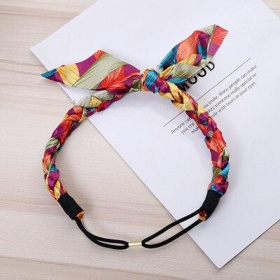 Fashion Women Chiffon Floral Bowknot Braid Headbands Ladies Girl Rabbit Ears Hairband Elastic Banana Leaf Beach Gorgeous Hair Accessories For Women