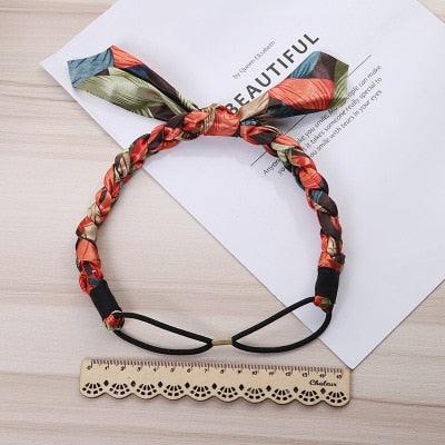 Fashion Women Chiffon Floral Bowknot Braid Headbands Ladies Girl Rabbit Ears Hairband Elastic Banana Leaf Beach Gorgeous Hair Accessories For Women