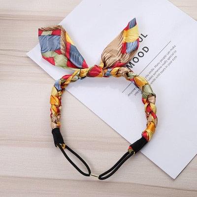Fashion Women Chiffon Floral Bowknot Braid Headbands Ladies Girl Rabbit Ears Hairband Elastic Banana Leaf Beach Gorgeous Hair Accessories For Women