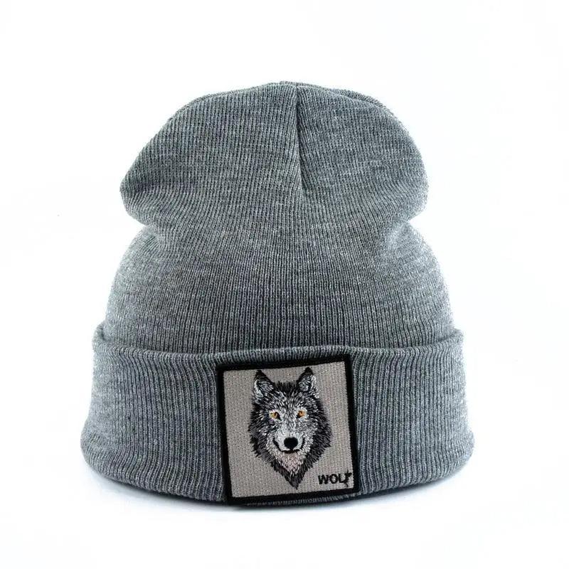 Fashionable Warm Animal Theme Wolf Knitted Unisex Beanies For Women Soft And Comfortable Beanies For Winter And Autumn