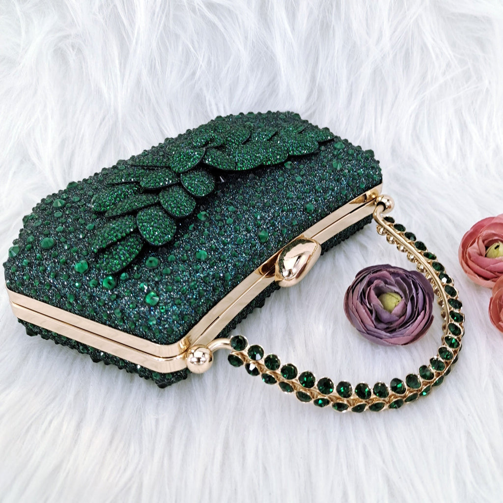 Cross-border Ladies Party Shoes Bag Set Handmade Leaf Decorative Wine Glass Heel