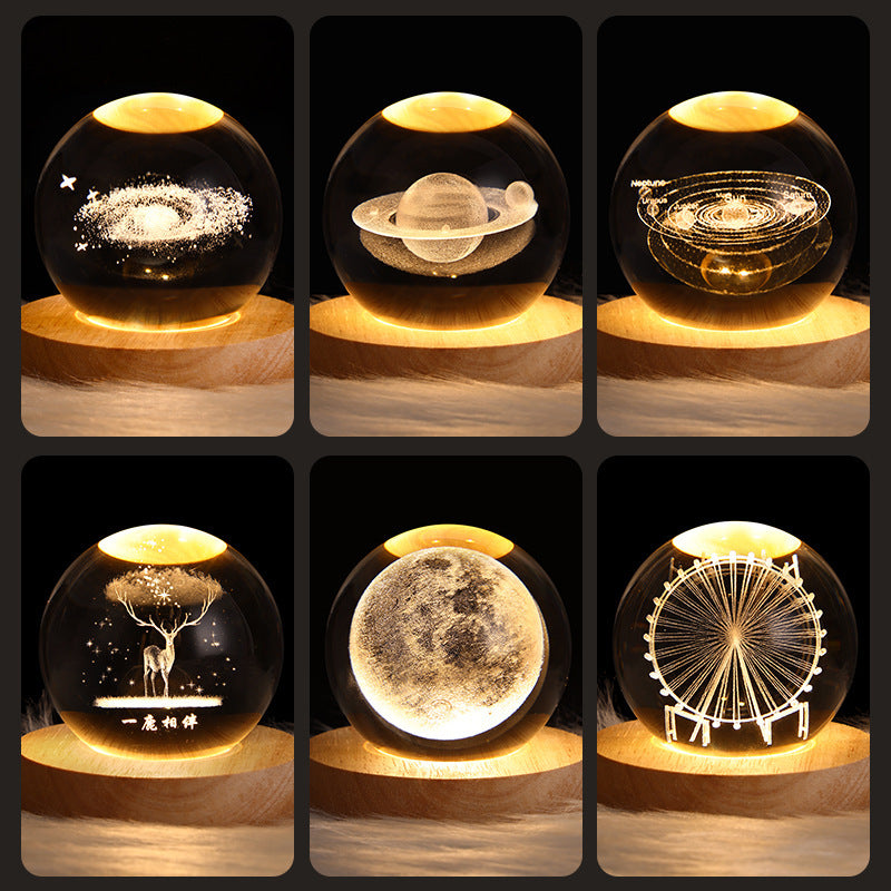 LED Galaxy Crystal Ball 3D Moon Lamp
