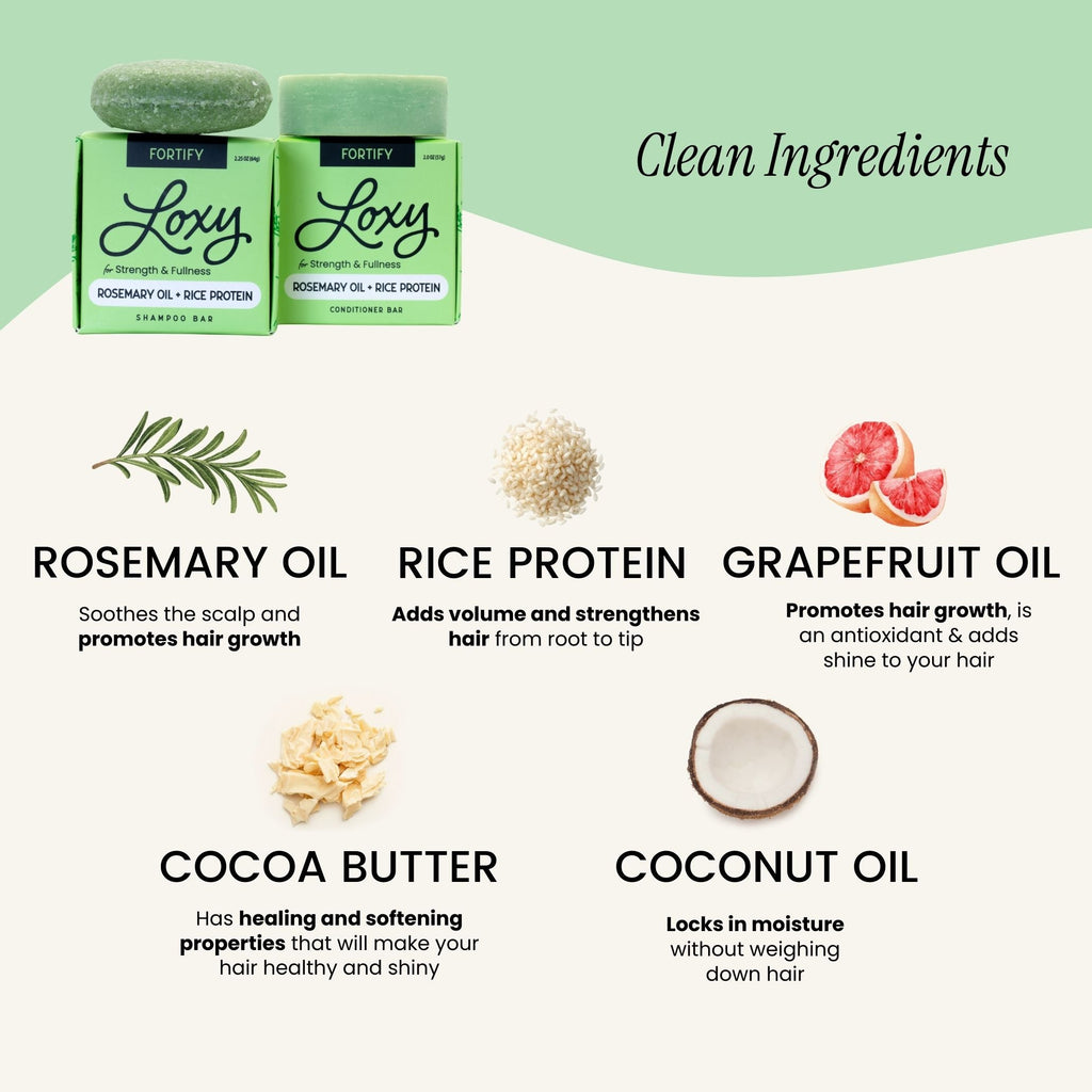 Fortify: Shampoo Bar & Conditioner Bar for Strength and Fullness with Rosemary Oil & Rice Protein