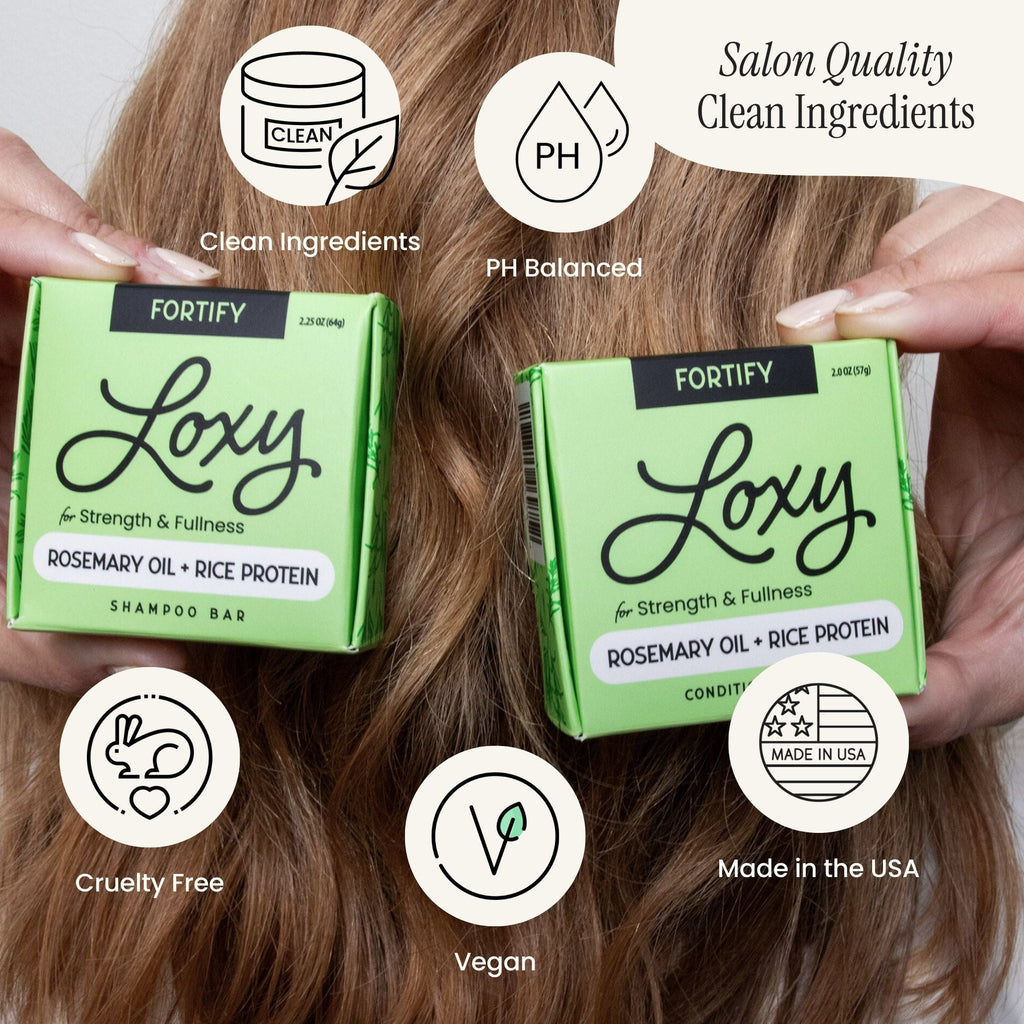 Fortify: Shampoo Bar & Conditioner Bar for Strength and Fullness with Rosemary Oil & Rice Protein