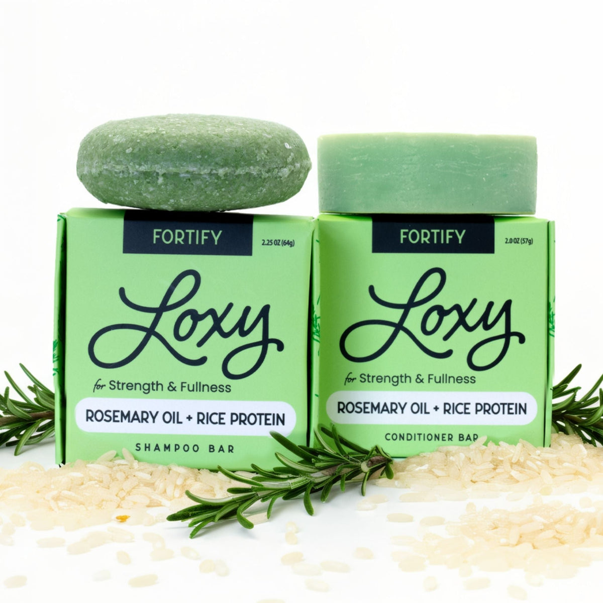 Fortify: Shampoo Bar & Conditioner Bar for Strength and Fullness with Rosemary Oil & Rice Protein