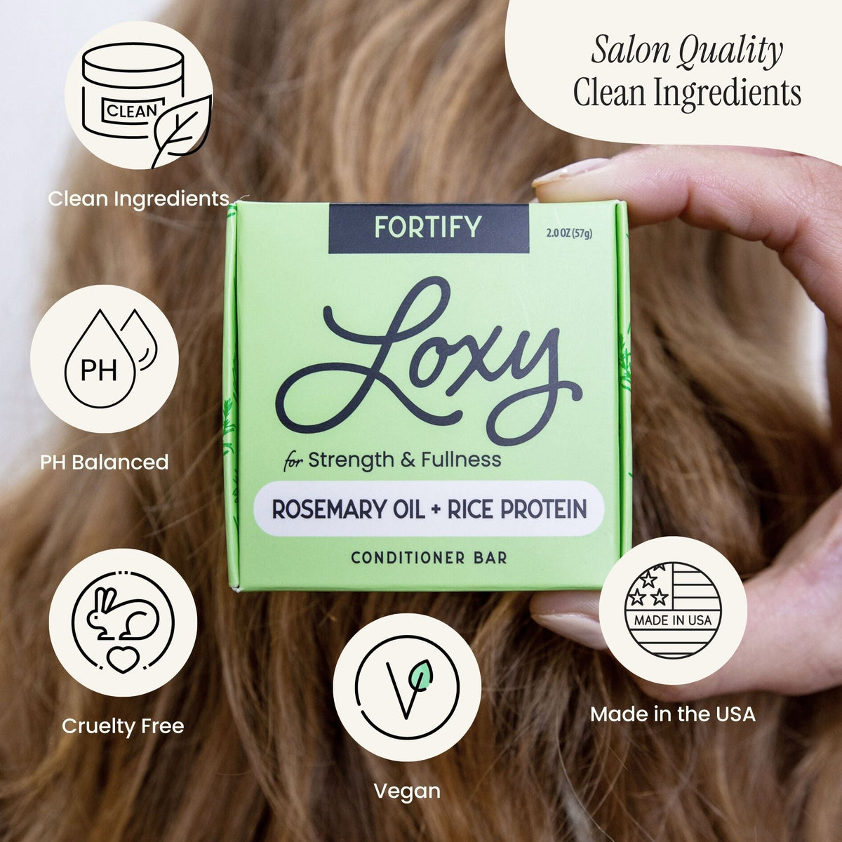 Fortify: Volumizing & Strengthening Conditioner Bar with Rosemary Oil & Rice Protein