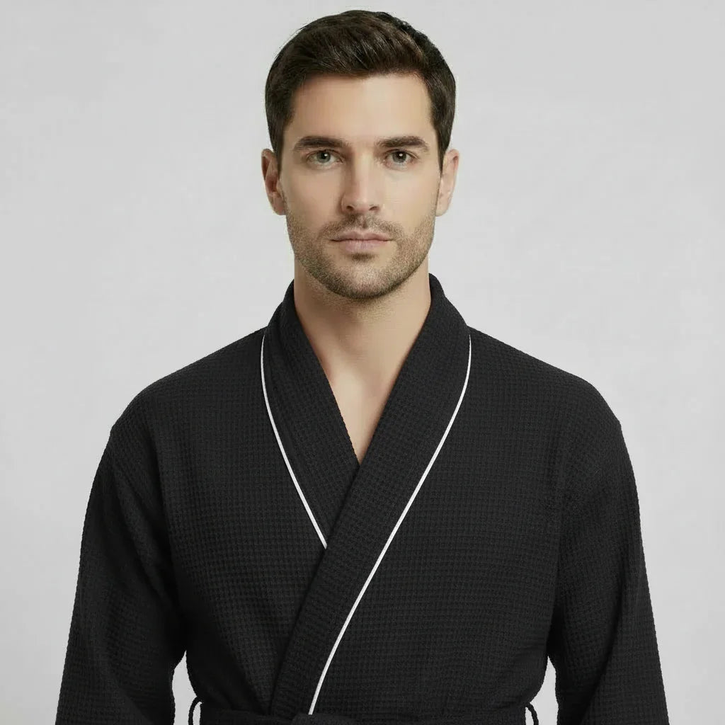 Premium Waffle Piping Robe for Men