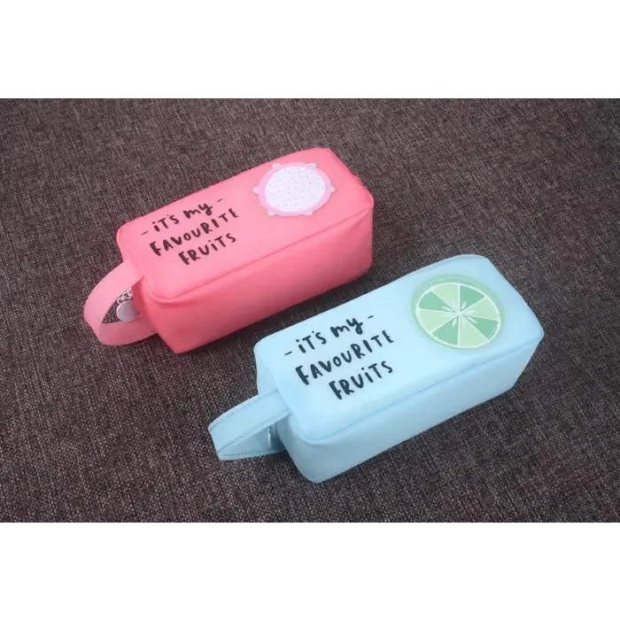Fruit Pattern Pencil Case Large Capacity Candy Colors Pencil Cases High School College Office Supply Pencil Box