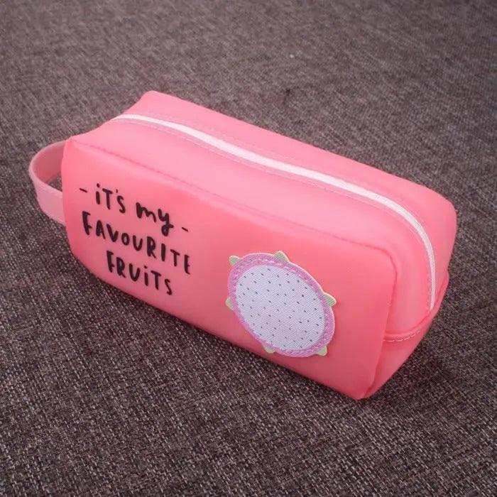 Fruit Pattern Pencil Case Large Capacity Candy Colors Pencil Cases High School College Office Supply Pencil Box