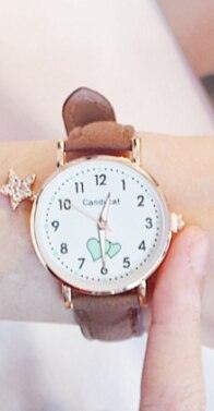 Girl Cute Watch Analog Childrens Quartz Comfortable Watch Girl Elementary School Fashion Girl Analog Watch Unisex Wrist Watches Stainless Steel Dial Leather Strap Watches Quartz Fashion Watch