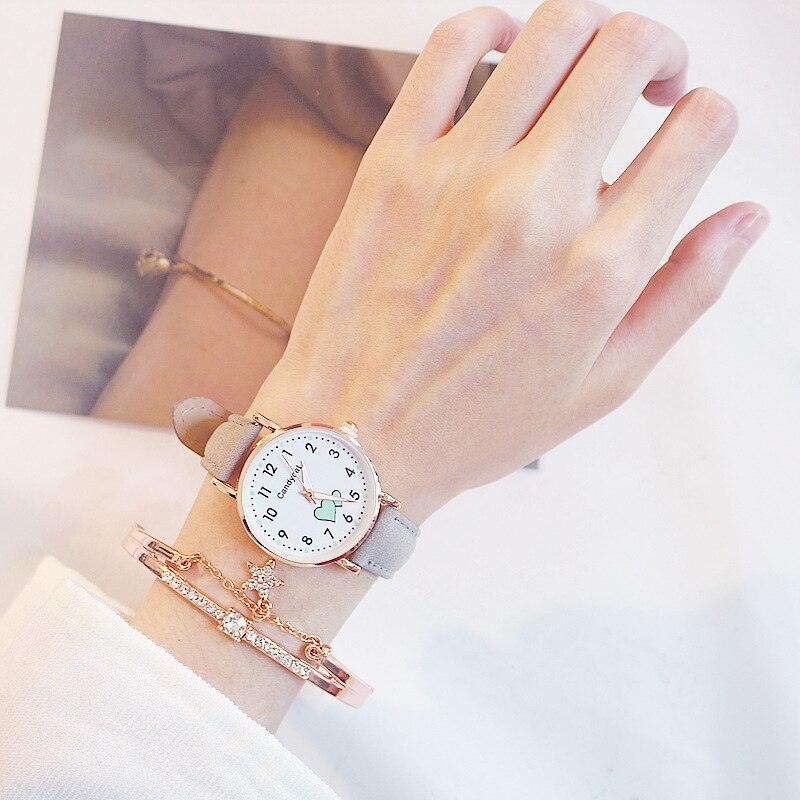Girl Cute Watch Analog Childrens Quartz Comfortable Watch Girl Elementary School Fashion Girl Analog Watch Unisex Wrist Watches Stainless Steel Dial Leather Strap Watches Quartz Fashion Watch