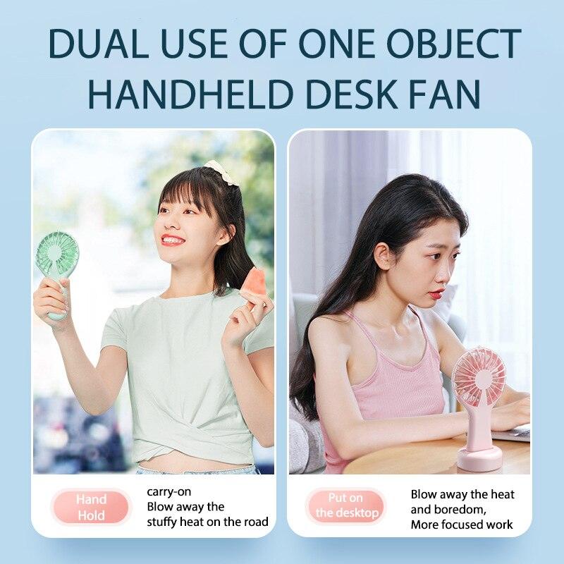 Handheld Small Fan Cooler Portable Small USB Charging Fan Mini Silent Charging Desk Dormitory Office Student Gifts Long Endurance Rechargeable Personal Fan for Kids Girls Women Men Home Office Indoor Outdoor Travel