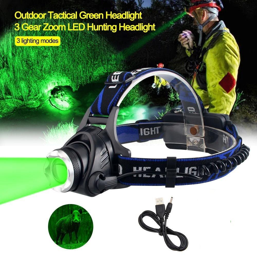 Headlamp Flashlight USB LED Head Rechargeable Light Waterproof Green/Red/UV 395nm Zoomable Headlamp Flashlight Light Outdoor   Waterproof Headlight Led Head Lamp 3 Modes Torch For Camping Hiking Fishing