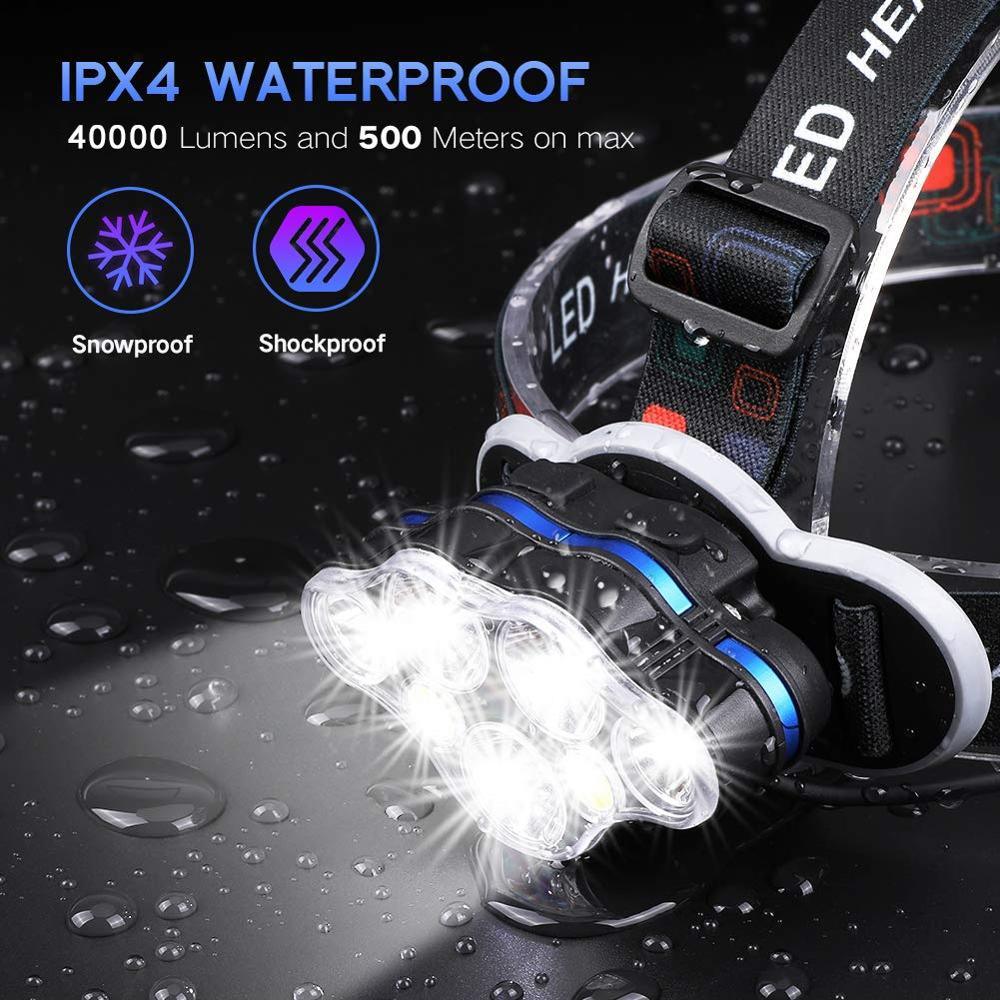 High Lumen Ultra Bright Powerful Rechargeable LED Headlamp  USB Head Lamp 7 LED Headlight Head Flashlight Waterproof Flashlight Head Torch For Outdoor Camping Cycling Running Fishing