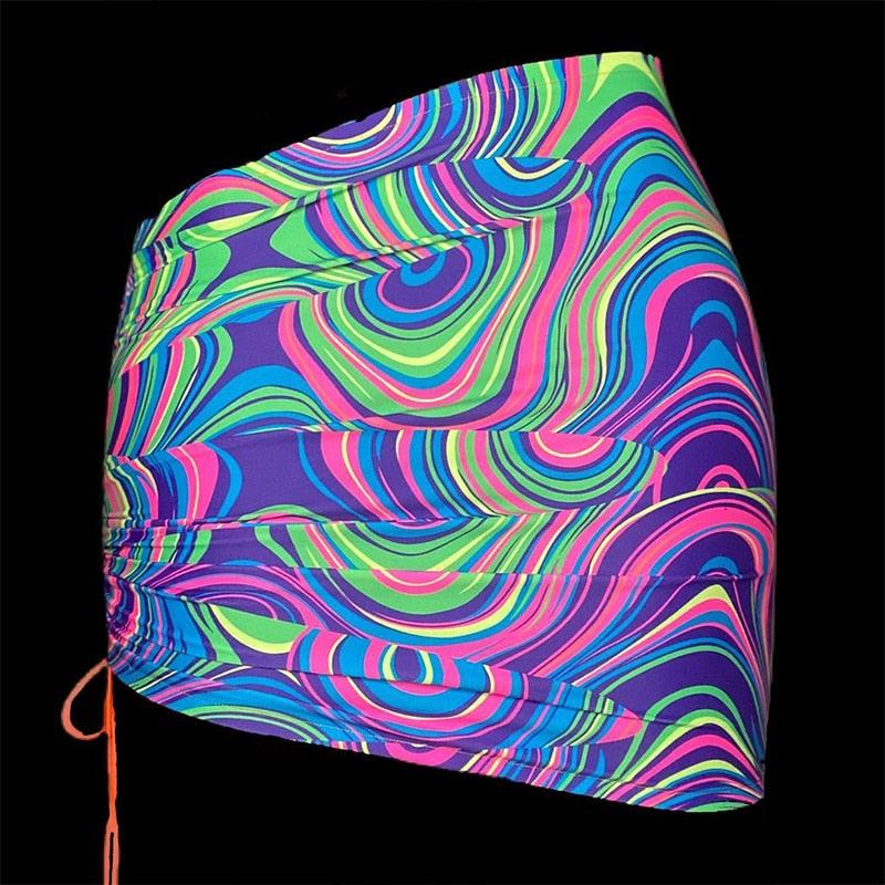 High Waist Mesh Skirt Swimsuit Triangle Micro Bikini Set 3-Piece High Cut Swimwear Women's Bikini Swimsuits With Wrap Skirt, 3 Pieces Strings High Cut Bikini Set Bathing Suits Women Vintage Print Bathing Suit