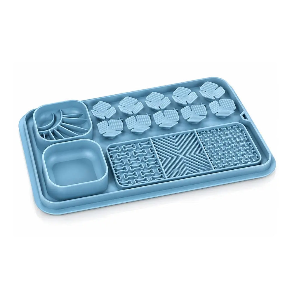 M-Pets Lecca Pro 6-in-1 Slow Feeding and Lick Mat, Blue L