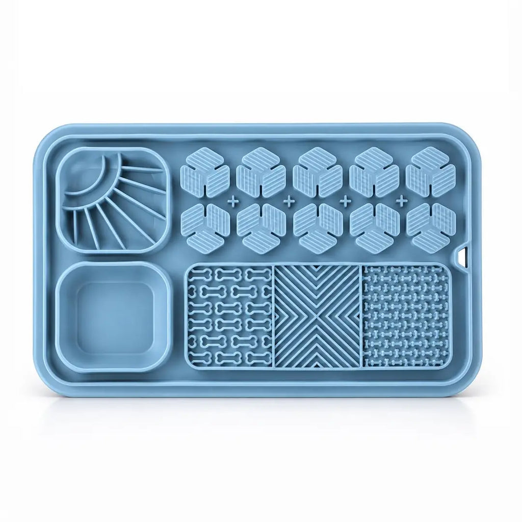M-Pets Lecca Pro 6-in-1 Slow Feeding and Lick Mat, Blue L