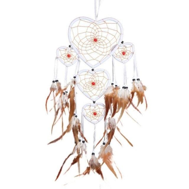 Indian Wolf Dream Catcher With Brown Feathers Dream-catcher Bead Beautiful Home Hanging Decoration Fashion Handmade Ornament Gift Wall Decor For Bedroom Festival Celebration Boho Moon Dream Catcher