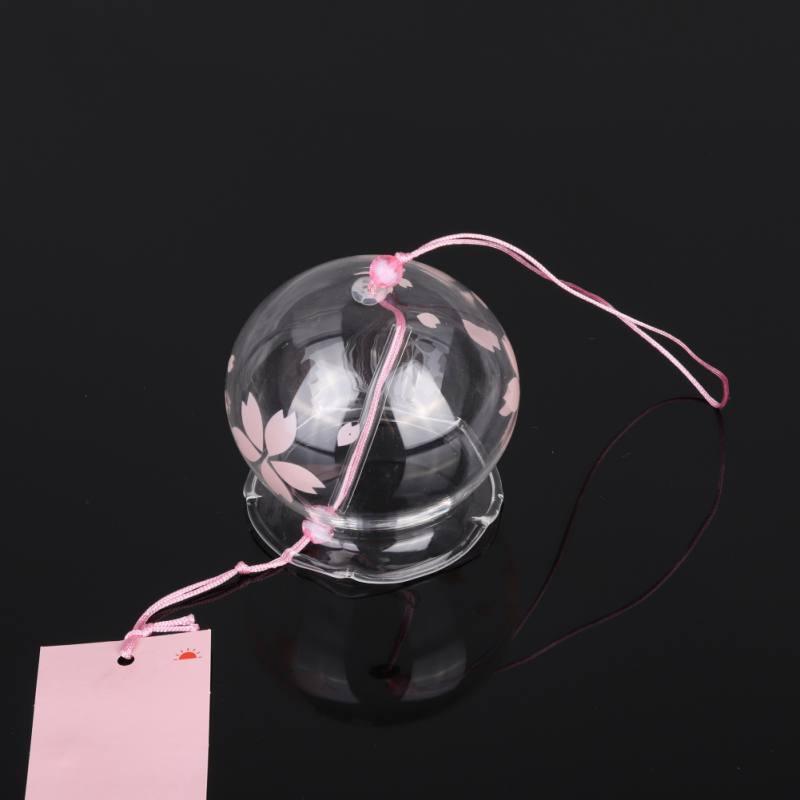 Japan Style Hand-paint Sakura Glass Wind Chimes Creative Gifts Painted Window & Door Hanging Bells Decorations Hanging Wind Chime Pendant Label Chimes Wind Bells Gift For Mom Home