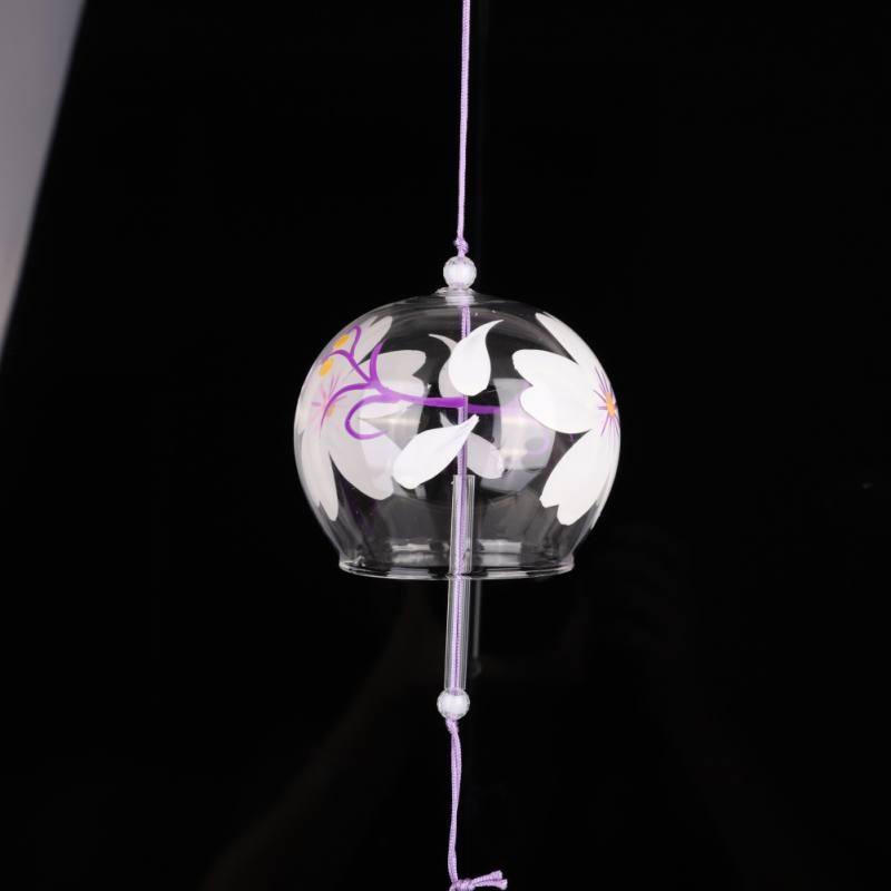 Japan Style Hand-paint Sakura Glass Wind Chimes Creative Gifts Painted Window & Door Hanging Bells Decorations Hanging Wind Chime Pendant Label Chimes Wind Bells Gift For Mom Home