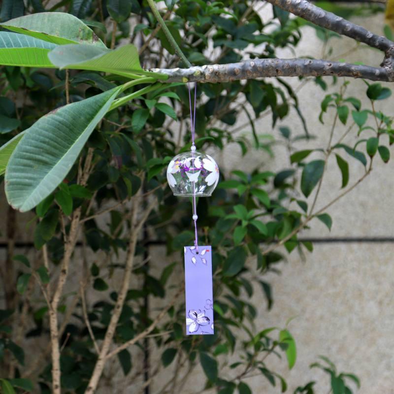 Japan Style Hand-paint Sakura Glass Wind Chimes Creative Gifts Painted Window & Door Hanging Bells Decorations Hanging Wind Chime Pendant Label Chimes Wind Bells Gift For Mom Home