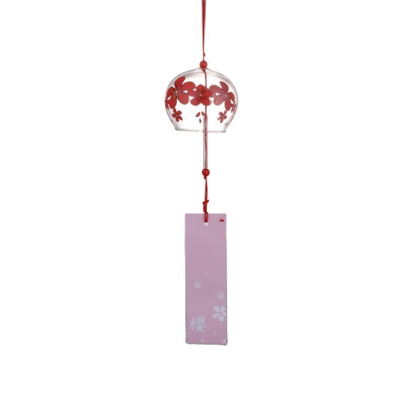 Japan Style Hand-paint Sakura Glass Wind Chimes Creative Gifts Painted Window & Door Hanging Bells Decorations Hanging Wind Chime Pendant Label Chimes Wind Bells Gift For Mom Home
